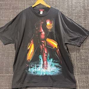 Vintage 2008 Iron Man Movie Promo Mega Print Glitter Graphic T-Shirt 2XL